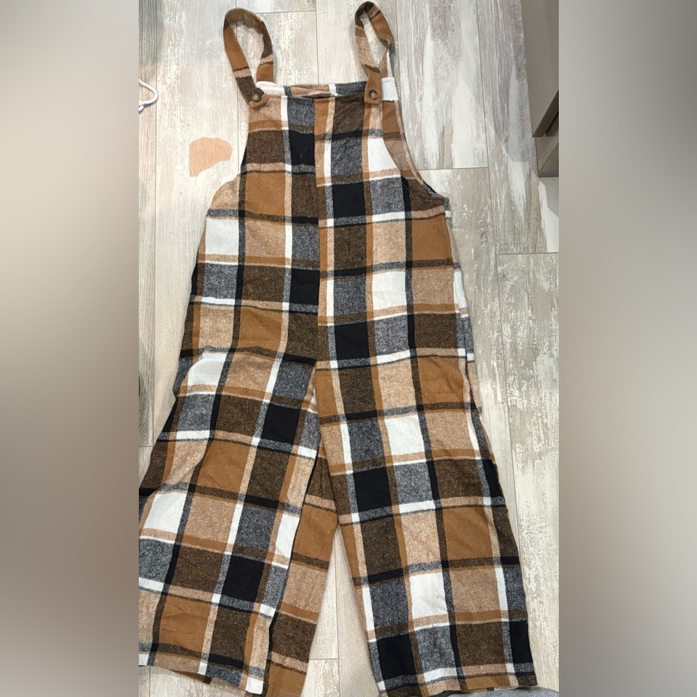 Plaid Jumpsuit in Brown and Black